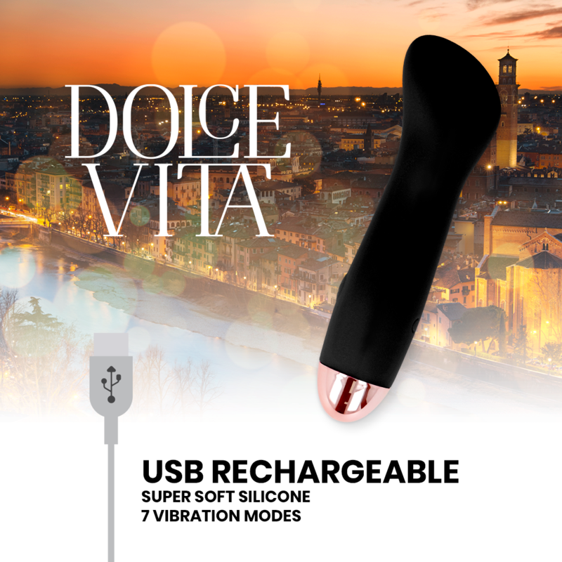 DOLCE VITA - VIBRADOR RECARGABLE ONE NEGRO 7 VELOCIDADES - Imagen 5