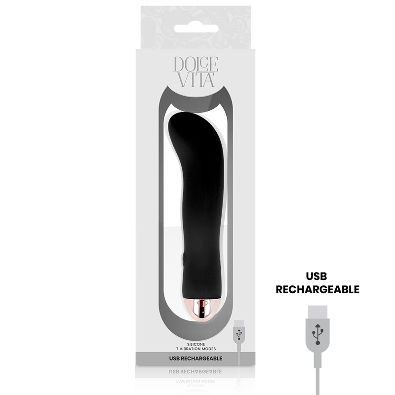 DOLCE VITA - RECHARGEABLE VIBRATOR TWO BLACK 7 SPEED - Imagen 4