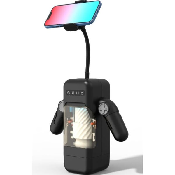 GAME CUP - MASTURBADOR MASCULINO CON VIBRACIÓN Y FUNCIÓN CALOR CON SOPORTE PARA MÓVILES - NEGRO - Imagen 3