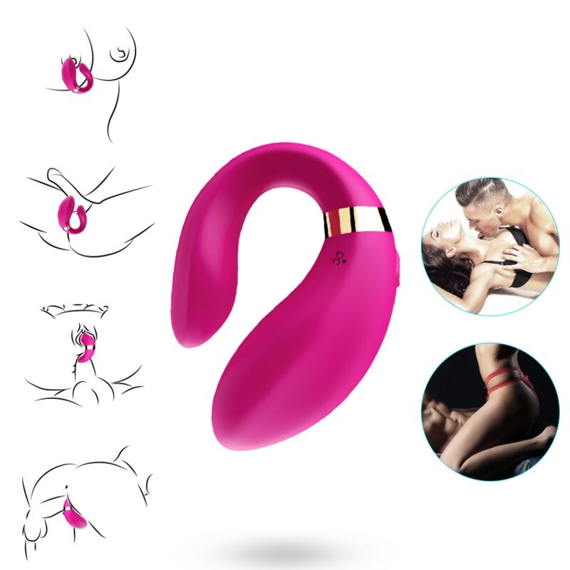 ARMONY - CRESCENT VIBRATOR FOR COUPLES REMOTE CONTROL FUCHSIA - Imagen 2