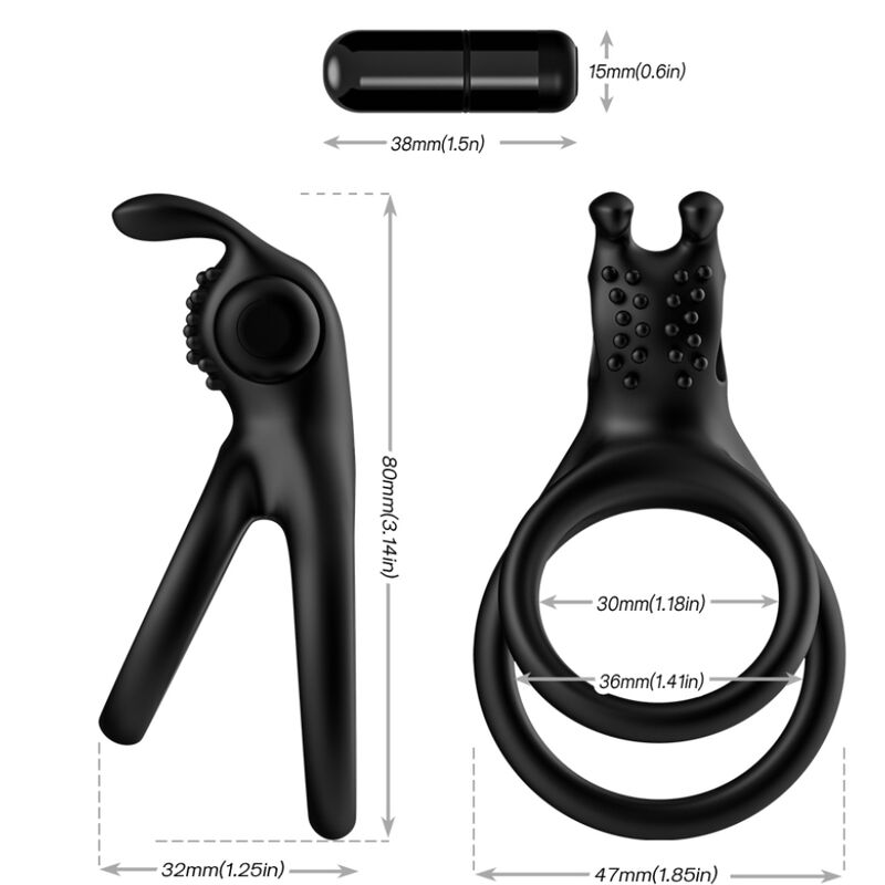 ARMONY - TRAVELER DOUBLE VIBRATOR RING FOR COUPLES RABBIT BLACK - Imagen 3