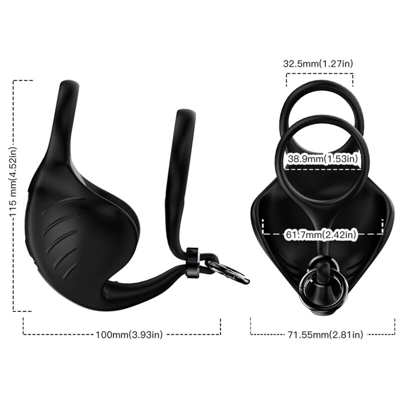 ARMONY - MANTA SCROTUM VIBRATOR RING REMOTE CONTROL BLACK - Imagen 3