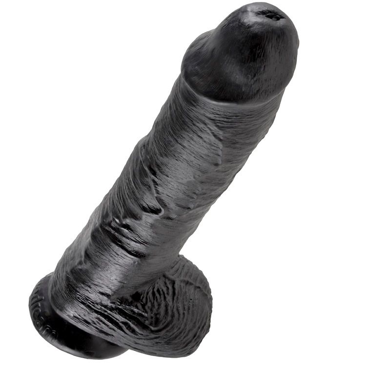 KING COCK - DILDO BLACK WITH BALLS 25.4 CM - Imagen 4