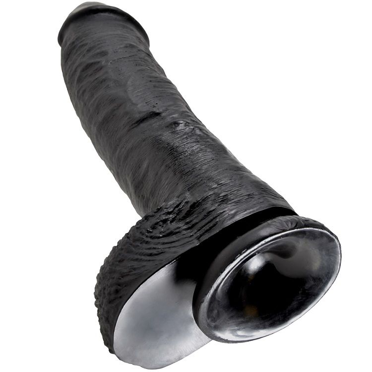 KING COCK - DILDO BLACK WITH BALLS 25.4 CM - Imagen 5