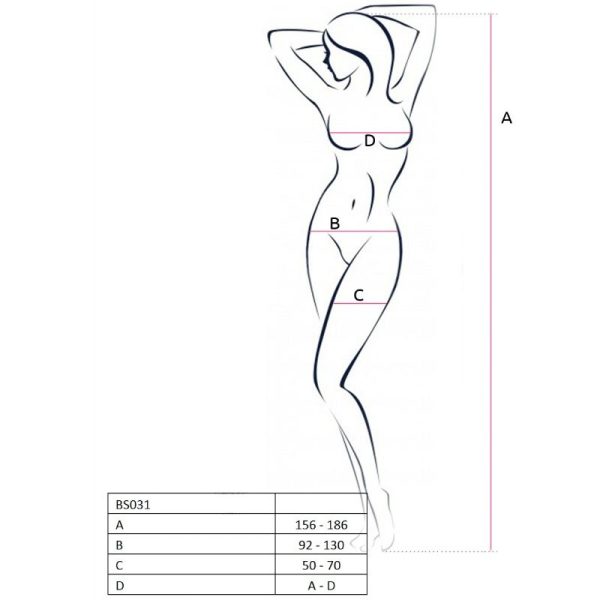 PASSION - WOMAN BS031 BODYSTOCKING BLANCO TALLA ÚNICA - Imagen 2