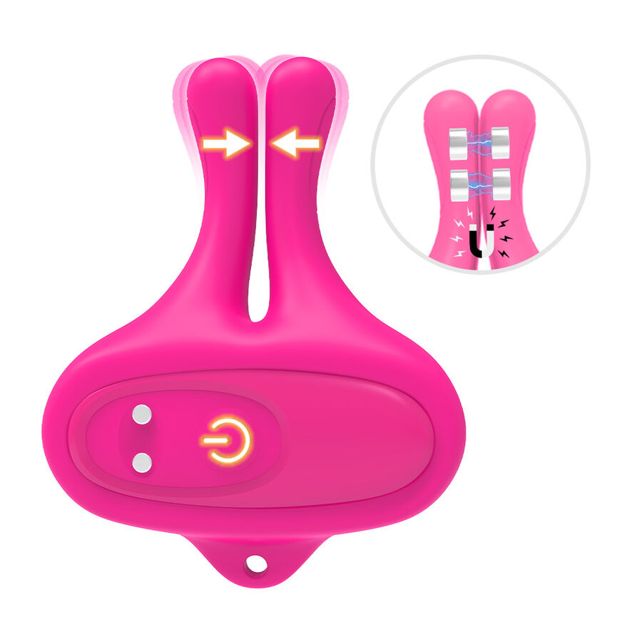 ARMONY - RABBIT SHAPE VIBRATION MAGNETIC NIPPLE CLAMPS PINK - Imagen 5