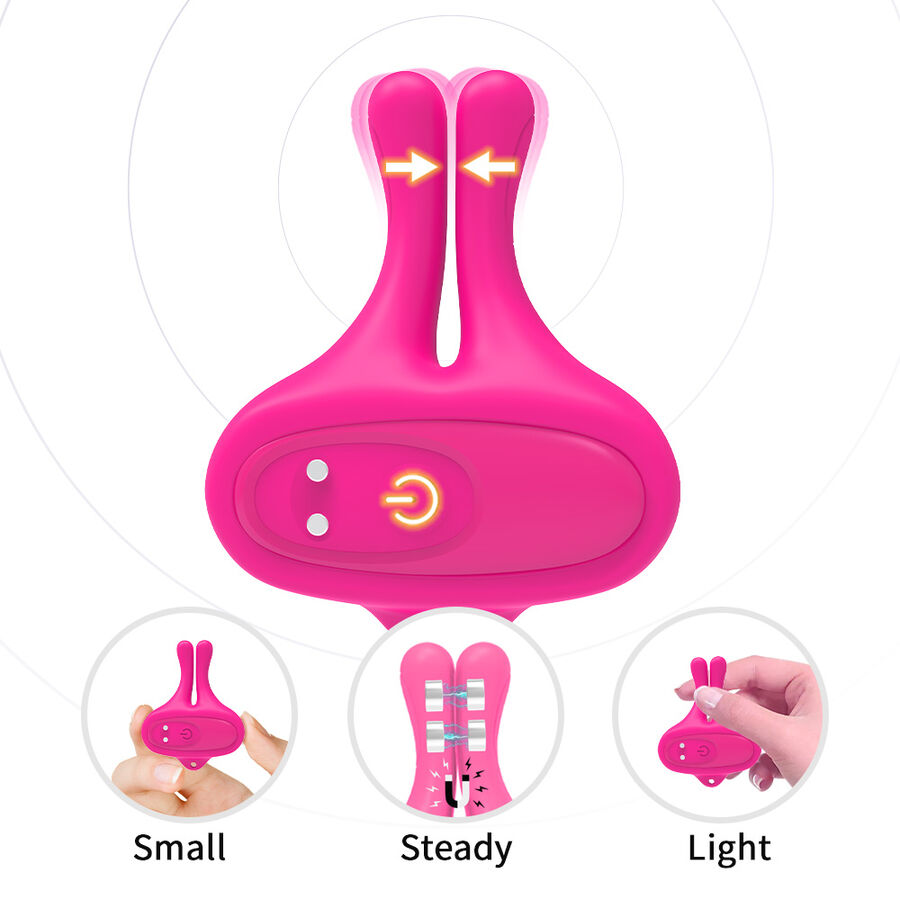 ARMONY - RABBIT SHAPE VIBRATION MAGNETIC NIPPLE CLAMPS PINK - Imagen 3