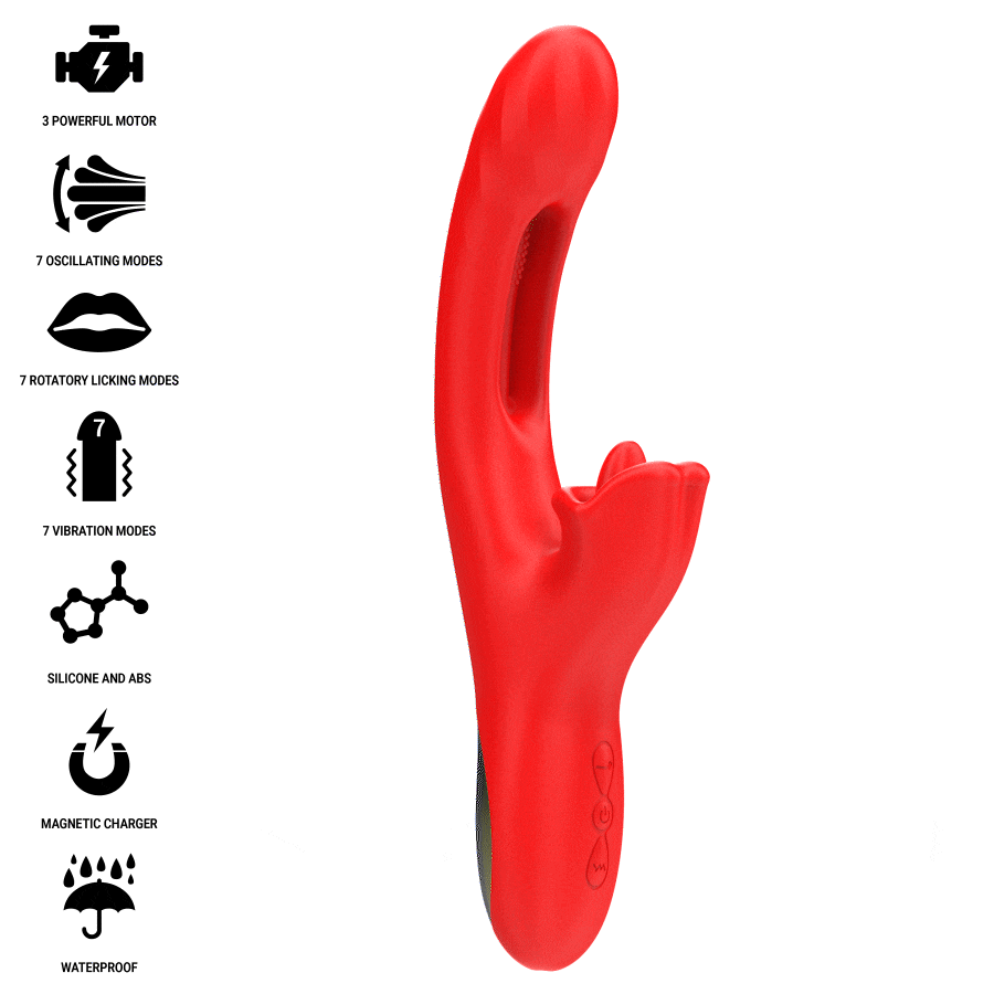 INTENSE - JESSICA VIBRADOR MULTIFUNCIÓN ESTIMULACIÓN CLÍTORIS 24.8 CM ROJO - Imagen 2