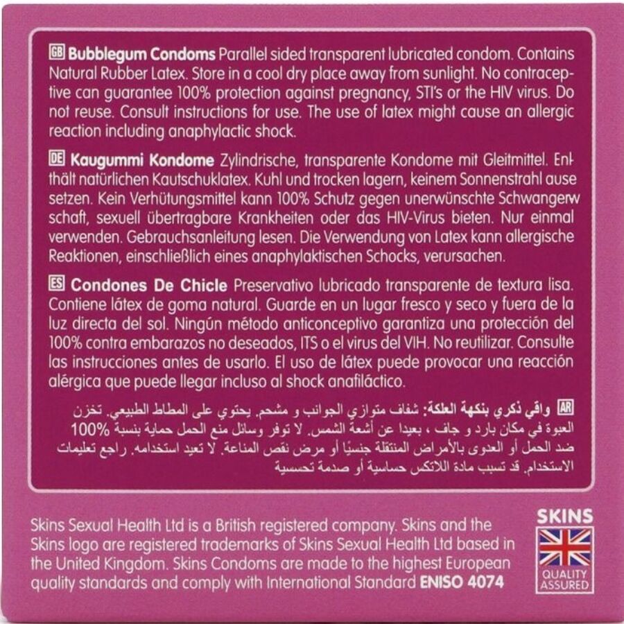 SKINS - PRESERVATIVOS PREMIUM SABOR CHICLE PACK 4 - Imagen 4