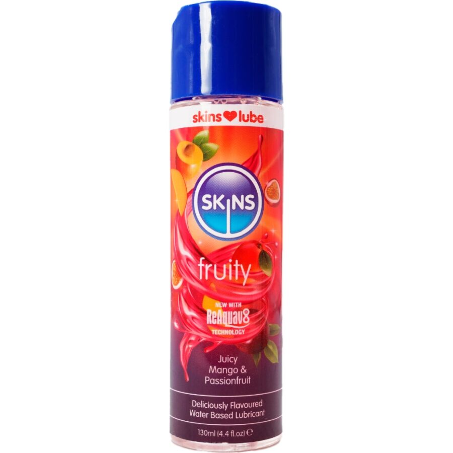 SKINS - FRUITY LUBRICANTE BASE DE AGUA MANGO  FRUTA PASIÓN 130 ML
