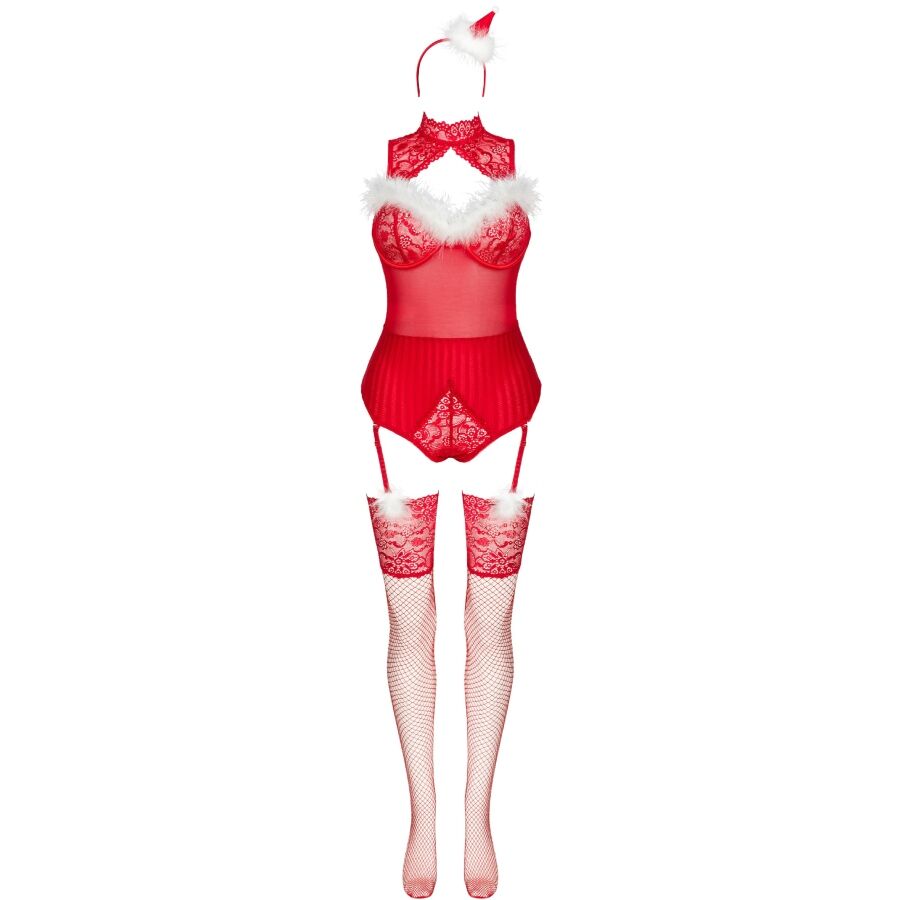 LIVCO CORSETTI FASHION - LIMPID SNOWFLAKES LC 90604 BODY + MEDIAS + DIADEMA NAVIDEÑA S/M - Imagen 3