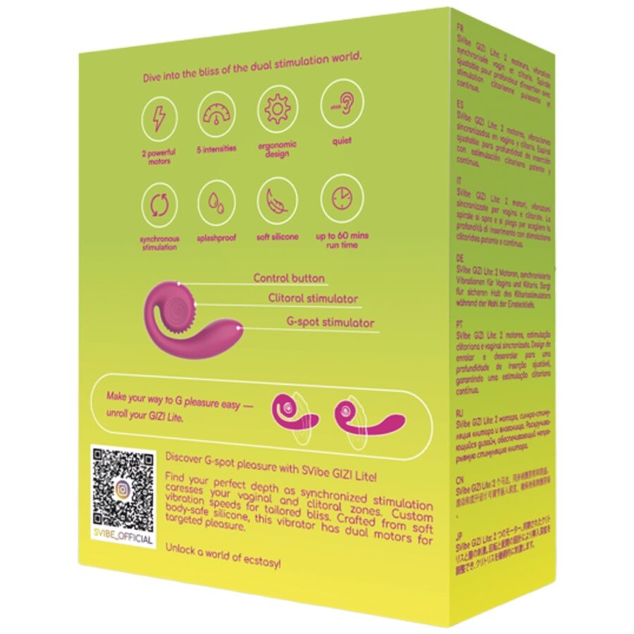 SNAIL VIBE - GIZI LITE VIBRADOR DUAL PUNTO G Y CLÍTORIS ROSA - Imagen 5