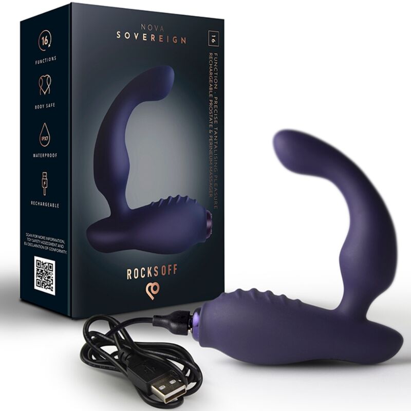 ROCKS-OFF - NOVA SOVEREIGN RECHARGEABLE PROSTATE  PERINEUM MASSAGER 16 FUNCTION BLUE