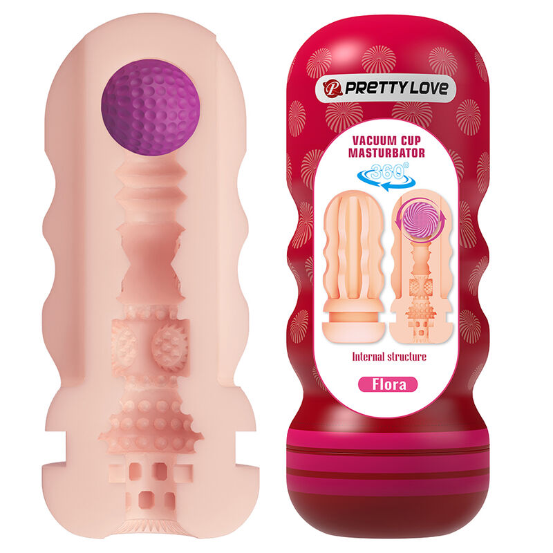 PRETTY LOVE - FLORA VAGINA MASTURBATOR WITH SUCTION CUP AND INTERNAL TEXTURES
