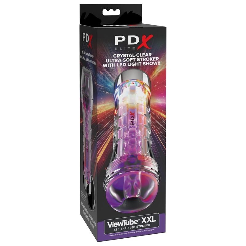 PDX ELITE - VIEWTUBE XXL LED TRANSPARENT STROKER 27.3 CM - Imagen 5